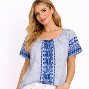 Christophe‎ Sauvat Embroidered Boho Top | Size Small